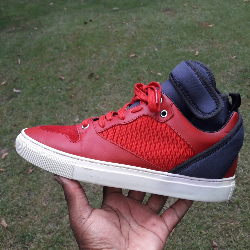 Balenciaga Red and Blue Sneakers with Sporty Low-Top Design